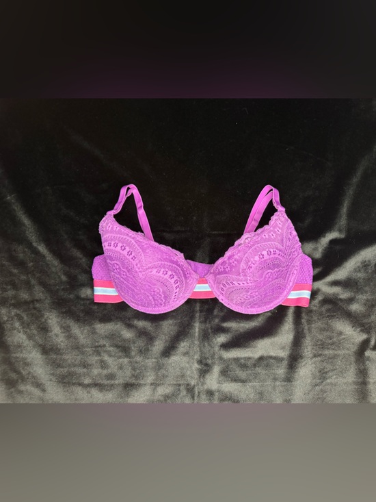 Joe Boxer Other - Joe Boxer Fuchsia Lace Push-Up Bra with Striped Elastic Band